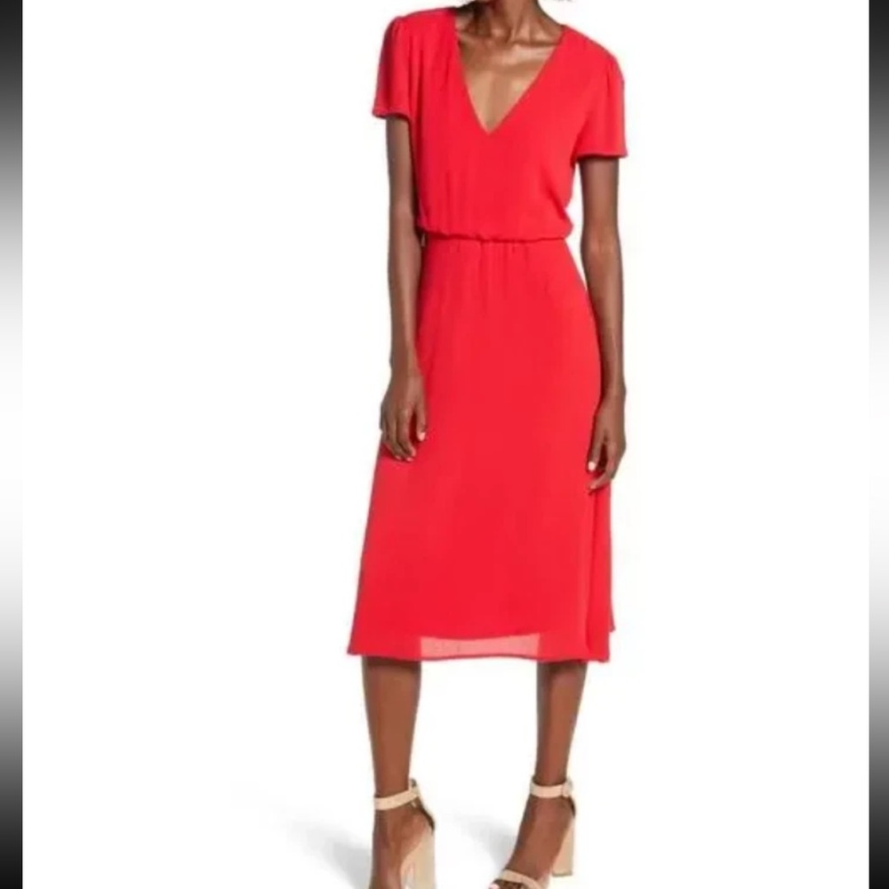 Wayf Vibrant Red Midi Dress